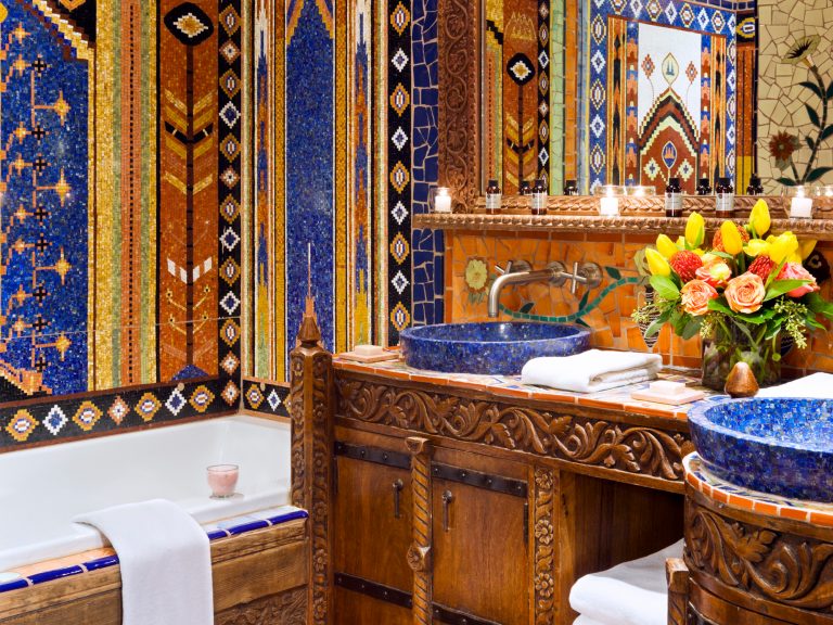 Two bedroom suite bathroom with deep soaking tub at The Inn of The Five Graces